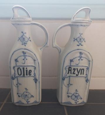 Antiek olie en azijn stel, genummerd beschikbaar voor biedingen