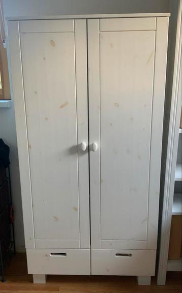 Whitewash Kinderkast - Massief Hout - 158cm x 80cm x38cm!!! beschikbaar voor biedingen