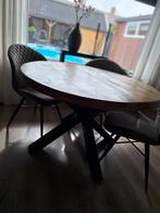Ronde Mangohouten eettafel 120, Huis en Inrichting, Tafels | Eettafels, Ophalen, Gebruikt, Rond, 100 tot 150 cm
