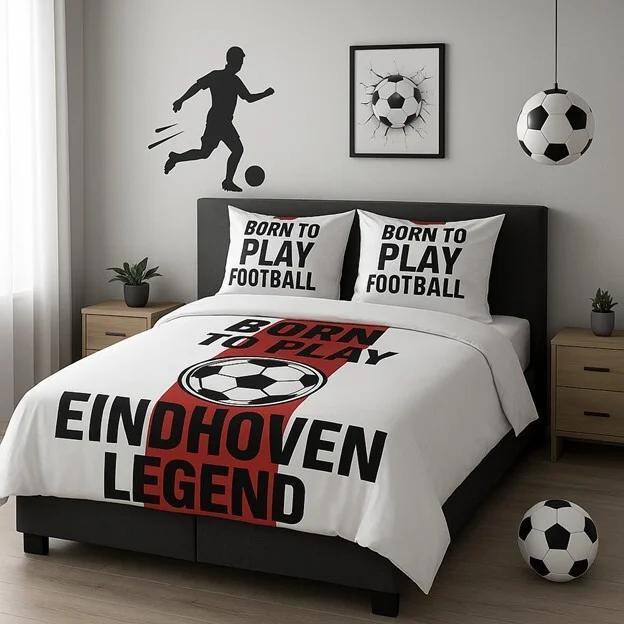 Beddengoed voetbal 140x200, Kinderen en Baby's, Kinderkamer | Beddengoed, Zo goed als nieuw, Dekbedovertrek, Jongetje of Meisje