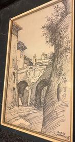Ingekleurde Tekening - André VERHORST - Stadsgezicht, Antiek en Kunst, Kunst | Schilderijen | Klassiek, Ophalen