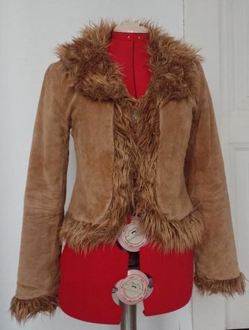 vintage jasje met kunstbont kraag, maat s, lengte 52 cm beschikbaar voor biedingen