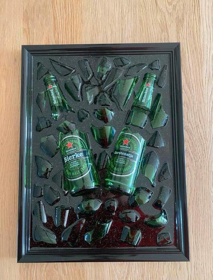 Heineken bier bottle art schilderij, Antiek en Kunst, Kunst | Schilderijen | Modern, Ophalen of Verzenden