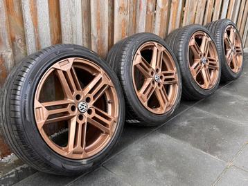 17" 5x100 VW Polo Audi A1 Bronze Velgen + Zomerbanden, 7mm beschikbaar voor biedingen