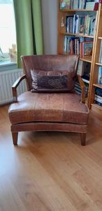 rundlederen fauteuil met bijpassend rugkussen, Huis en Inrichting, Stoelen, Ophalen, Bruin, Fauteuil disign, Leer