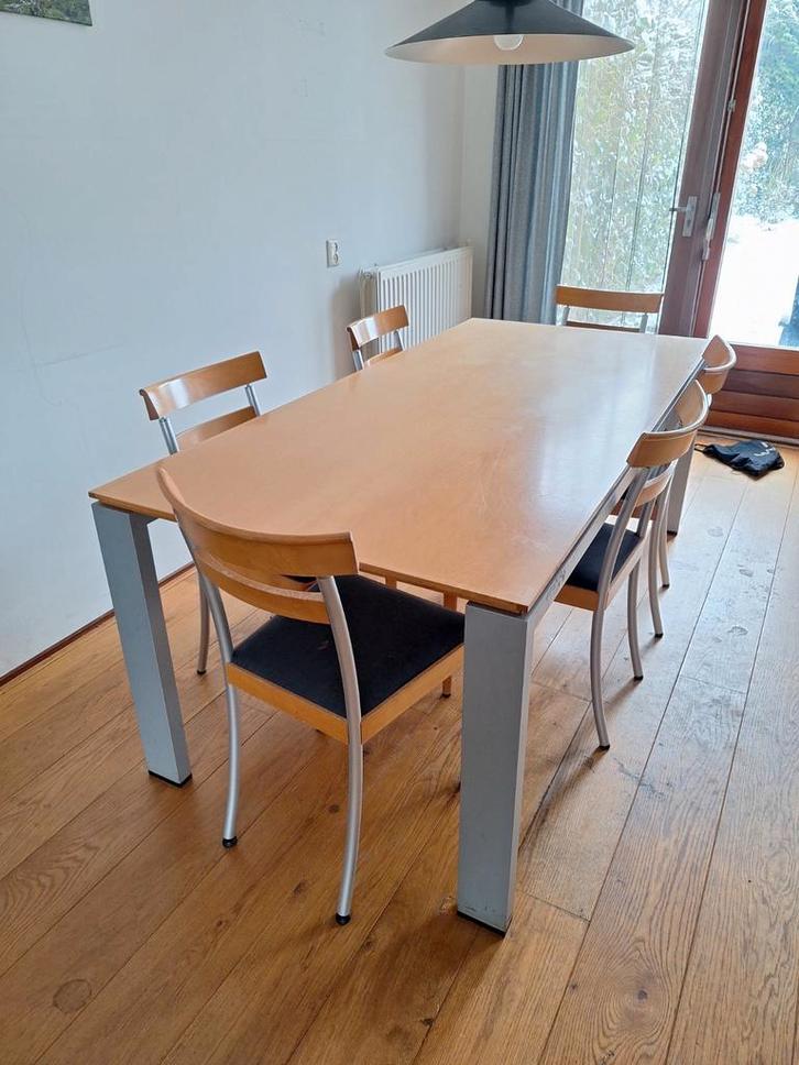 Design Arco Eettafel met 6 stoelen, Huis en Inrichting, Tafels | Eettafels, Gebruikt, 100 tot 150 cm, 150 tot 200 cm, Vijf personen of meer