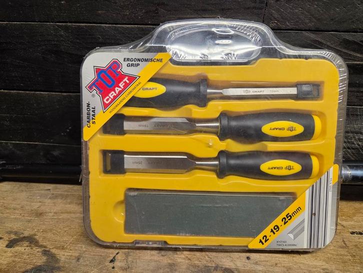 Top Craft Beitelset 3-delig + Slijpsteen - Nieuw, Doe-het-zelf en Verbouw, Gereedschap | Handgereedschap, Nieuw, Ophalen of Verzenden