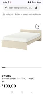 Ikea Gursken bedframe met hoofdeinde 140x200, Ophalen, Beige, Tweepersoons, 140 cm