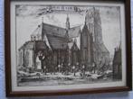 Oude prent van Laurenskerk Rotterdam. Gesigneerd in de plaat, Verzamelen, Foto's en Prenten, Gebruikt, Ophalen of Verzenden, Gebouw