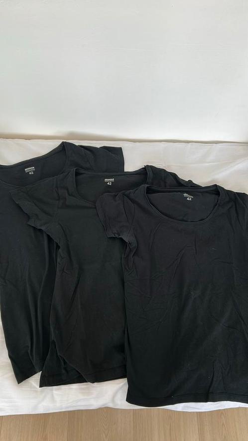 Drie zwarte shirts maat 42 ronde hals, Kleding | Dames, T-shirts, Gedragen, Maat 42/44 (L), Zwart, Korte mouw, Ophalen