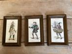 3 x ingelijst tegeltje Frankrijk. Oude Franse beroepen 1600., Antiek en Kunst, Antiek | Wandborden en Tegels, Ophalen