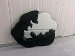 Boomstam spiegel zwart black polystone home decoratie, Ophalen, Rond, Nieuw, Minder dan 100 cm