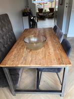 Eettafel teak 200 cm lang x 100 cm  breed x 78 cm hoog., Ophalen, Gebruikt, Teakhout, 200 cm of meer