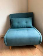 Blauwe fauteuil / slaapstoel, Ophalen, Zo goed als nieuw