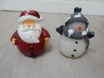 Kerst poppetjes van was kerstman en sneeuwpop met licht, Diversen, Ophalen of Verzenden, Gebruikt