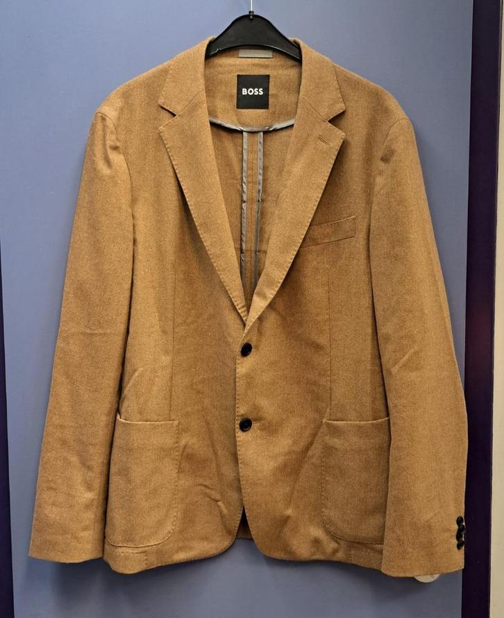 Hugo Boss winter tech flannel colbert camel bruin 56 44567, Kleding | Heren, Kostuums en Colberts, Zo goed als nieuw, Maat 56/58 (XL)