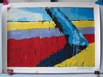 Jan Cremer 'Bollenveld met boom' 1995. Offset litho 131/250, Ophalen of Verzenden