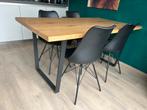 Eettafel hout met 4 zwarte stoelen, Huis en Inrichting, Ophalen, Gebruikt, 50 tot 100 cm, 150 tot 200 cm