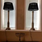 Koperen lamp met organza zwarte kap, Ophalen of Verzenden, Zo goed als nieuw, 50 tot 75 cm