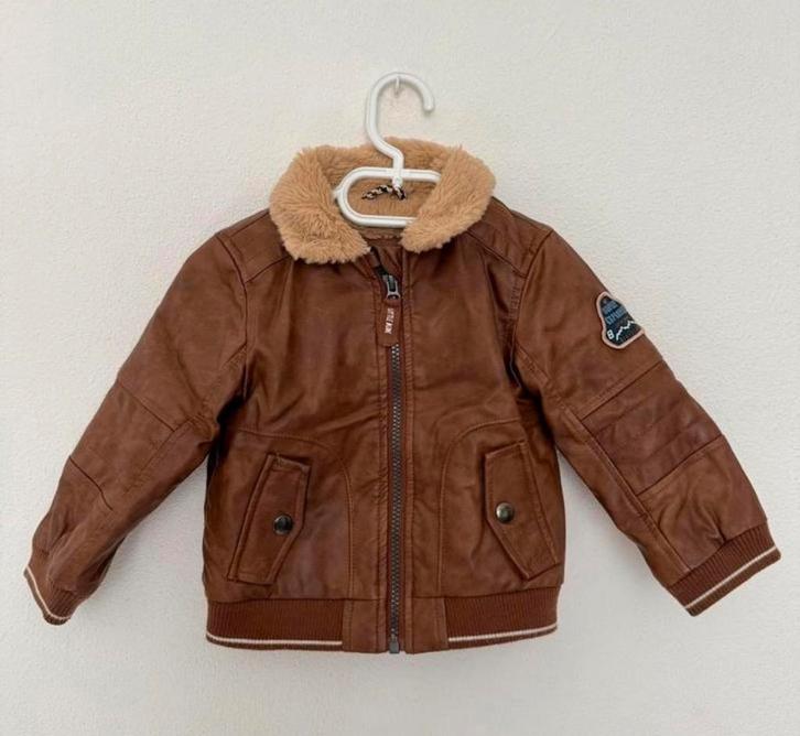 C&A leren pilotenjack bruin piloot winterjasje warme jas 86, Kinderen en Baby's, Babykleding | Maat 86, Zo goed als nieuw, Jongetje of Meisje
