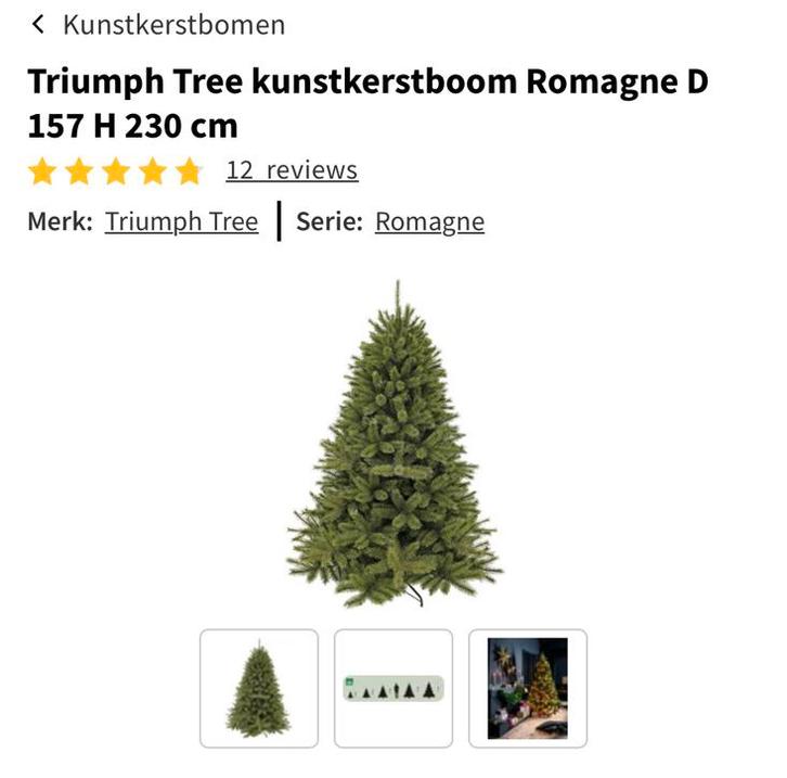Kunst kerstboom Triumph Tree Romagne 230cm, Diversen, Kerst, Zo goed als nieuw, Ophalen