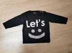 Hema shirt longsleeve zwart ‘Let’s Smile’ maat 68, Gebruikt, Ophalen of Verzenden, Hema, Jongetje