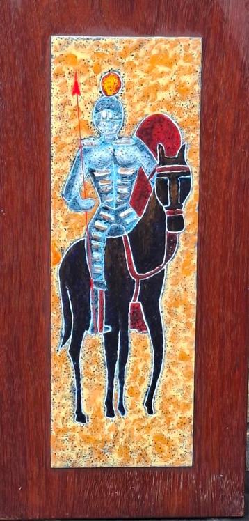 Cloisonne/emaille.  Don Quichot. Ca '60. 27/57 cm. beschikbaar voor biedingen