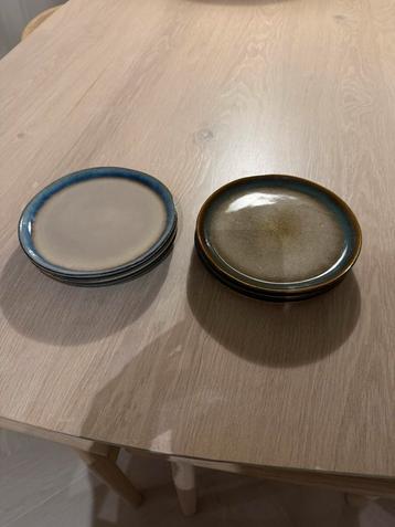 6 stuks gebaks bordjes lichtblauw en groen NIEUW! beschikbaar voor biedingen