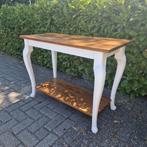 Landelijke side table wit en hout, Ophalen, Gebruikt, 25 tot 50 cm, Rechthoekig