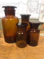 Antieke Apothekersflesjes Amberkleurig Glas - Set van 4, Ophalen of Verzenden