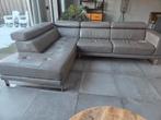Montèl leren hoekbank - olifant grijs, Huis en Inrichting, Ophalen, Gebruikt, Metaal, Modern