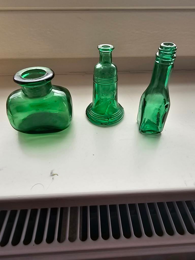 Groene Vintage Flesjes - Set van 3, Antiek en Kunst, Ophalen of Verzenden