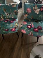Fauteuils 2 x groen gebloemd velours, Huis en Inrichting, Fauteuils, Ophalen, Minder dan 75 cm, Zo goed als nieuw, Stof