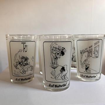 6 vintage Ik wil Bolletje! glazen puntgaaf ongebruikt 200 ml beschikbaar voor biedingen