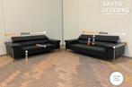 GRATIS LEVERING HEEL NL Montel Leer Bankstel 3 + 2,5 Zits, 100 tot 125 cm, Driepersoons, Leer, Ophalen of Verzenden