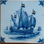 Delfts blauw tegeltje met schip, Ophalen of Verzenden