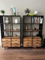 Kast zwart staal+houten laden, Ophalen, Zo goed als nieuw, 25 tot 50 cm