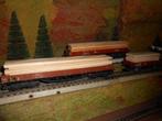 Märklin 4514 4473 4423 lage boord wagons met houtlading, Hobby en Vrije tijd, Modeltreinen | H0, Wisselstroom, Ophalen of Verzenden