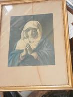 Mooie Maria Prent in lijst gebroken glas, Antiek en Kunst, Antiek | Religie, Ophalen of Verzenden