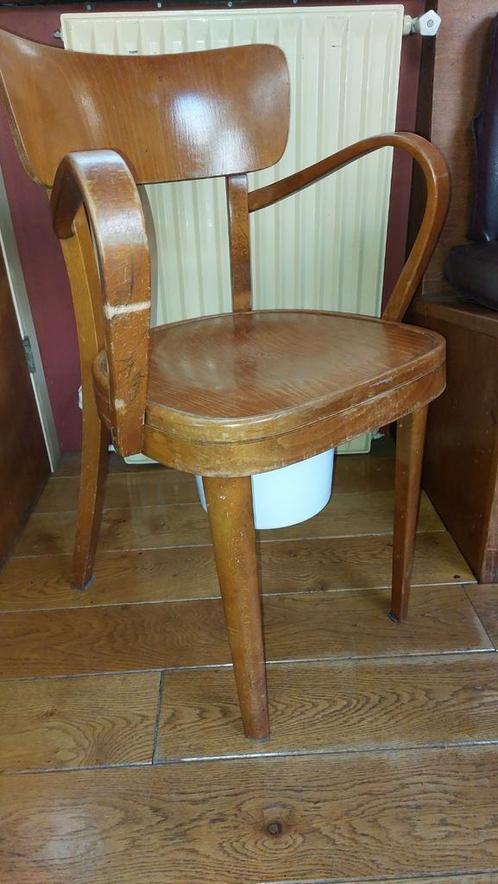 Gispen Ligna Thonet wc stoel hout emaille plas emmer, Antiek en Kunst, Antiek | Meubels | Stoelen en Banken, Ophalen