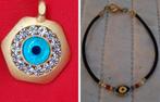 Kettinghanger armband goud tegen boze oog symbool hanger, Verzenden, Zo goed als nieuw