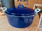 Blauwe gietijzeren geëmailleerde pan 28 cm, Ophalen of Verzenden, Zo goed als nieuw, Gietijzer, Koekenpan of Braadpan