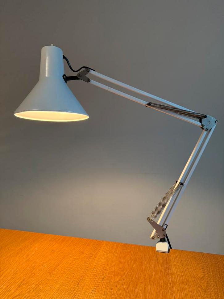 Vintage architectenlamp - flexibel wit jaren 70 / 80 design, Huis en Inrichting, Lampen | Tafellampen, Zo goed als nieuw, 50 tot 75 cm
