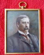 =man met snor= uit 1917==gesigneerd==miniatuurportret=, Antiek en Kunst, Ophalen of Verzenden