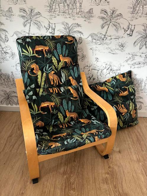 Ikea poang stoel kinderstoel jungle handgemaakt, Kinderen en Baby's, Kinderkamer | Tafels en Stoelen, Zo goed als nieuw, Stoel(en)