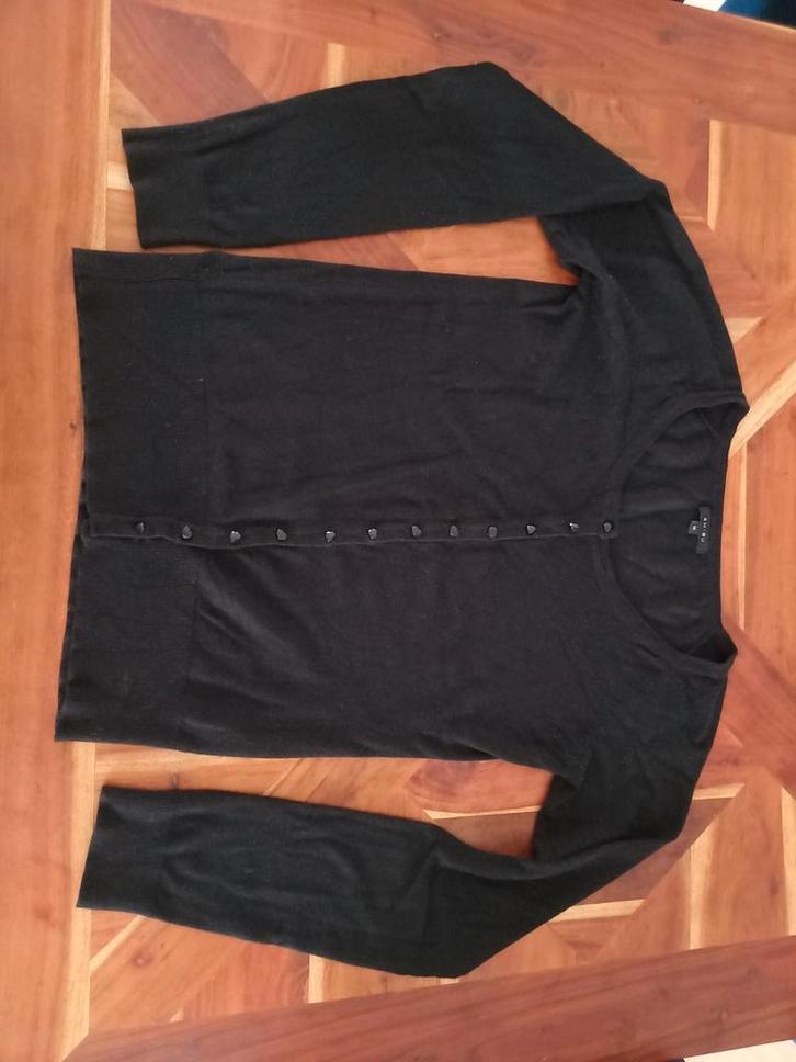 Zwart Vest met Hartjes Knopen - Maat M/L, Kleding | Dames, Truien en Vesten, Zo goed als nieuw, Maat 38/40 (M), Zwart, Ophalen of Verzenden