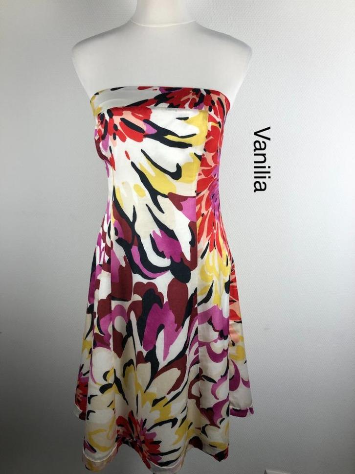 Vanilia Jurk 55% katoen & 45% zijde (mt: 36) 19,2/8808, Kleding | Dames, Jurken, Zo goed als nieuw, Maat 36 (S), Boven de knie