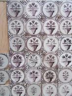 45 st. antieke bloempot tegel in cirkel wandtegel mangaan, Ophalen