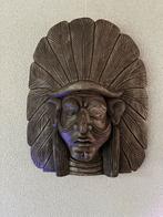 Groot houten buste van een indanenhoofd, Ophalen of Verzenden