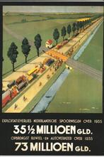 SPOORWEGOVERGANG SHELL AFFICHE 1936 SPOORWEGEN/ AUTOVERKEER, Verzamelen, Ophalen of Verzenden, Zo goed als nieuw, Trein, Kaart of Prent